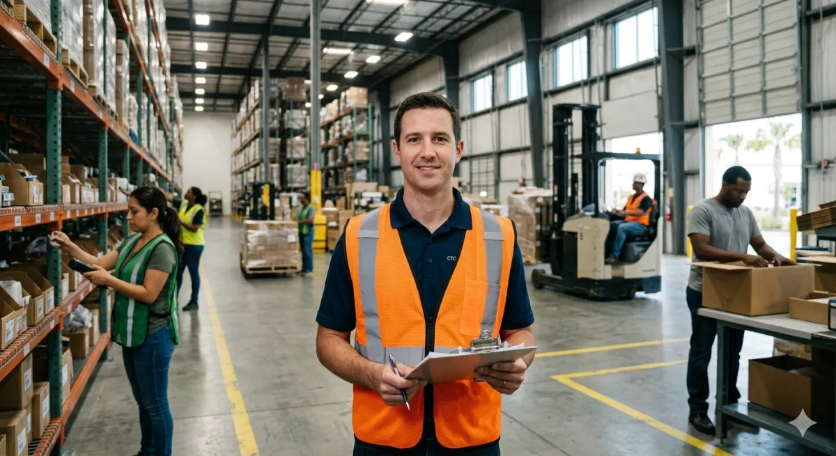Floor lead on the warehouse floor
