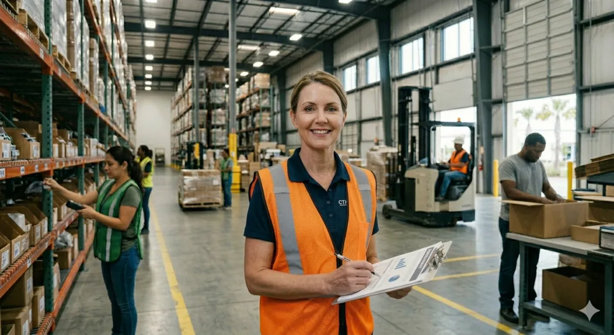 On-site supervisor on the warehouse floor