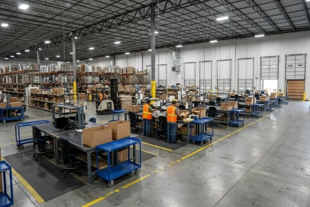 Warehouse floor with racking and staff in Central Florida
